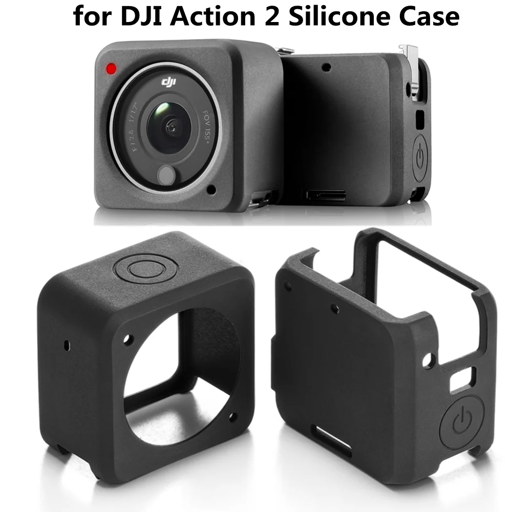 DJI Action 2용 보호 실리콘 케이스 DJI Action 2 액세서리용 강화 유리 화면 보호기 커버