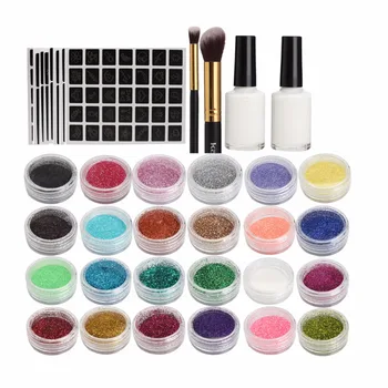 

24 Colors Glitter Tattoo Kit Princess 24 Glitters Tattoos Temporary Tattoo Sticker Glitter Powder Tattoo Ink
