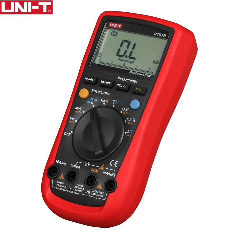 

UNI-T UT61B DMM Digital Multimeters 3999 Count Auto Range USB PC Software Auto Power Off Best Accuracy 1% 0.5s Fast Test