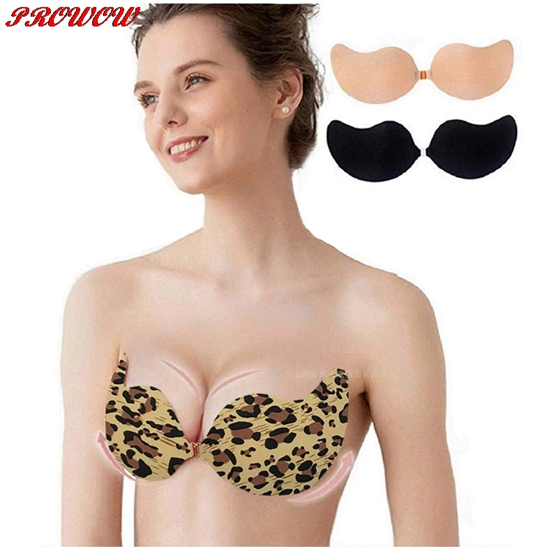 

Leopard Pattern Sexy Lingerie Push Up Women Strapless silicon Sticky Paste Freedom Bra Breast lift up invisible bra tape 1 pair