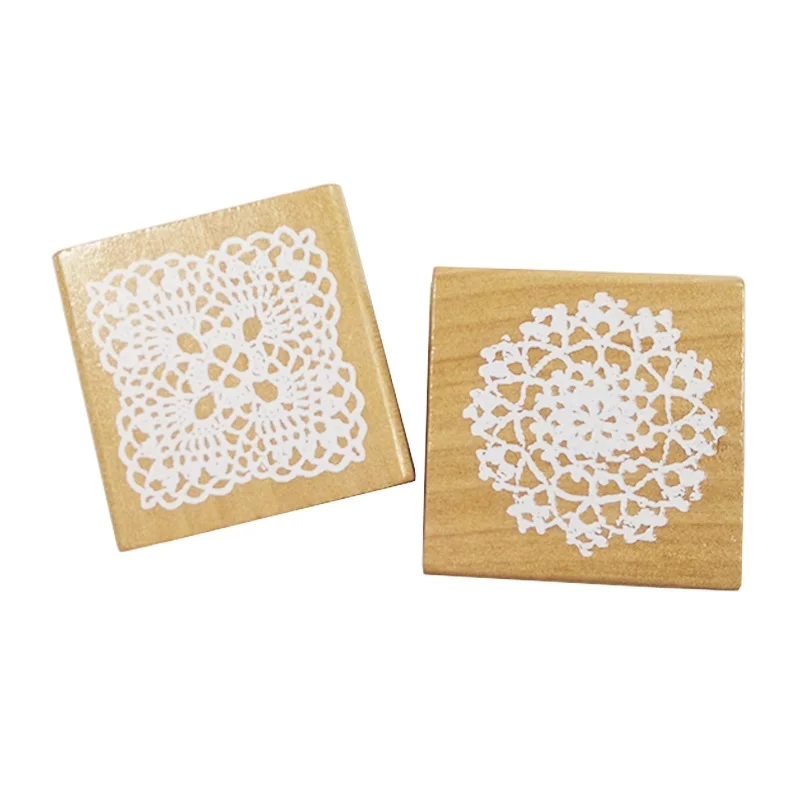 1 шт./лот квадратная кружевная винтажная деревянная резиновая печать для