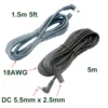 1pc DC cargador de 5,5mm x 2,5mm adaptador de Cable/Cable de extensión CCTV de 90 ° ángulo recto macho a hembra 18AWG 1,5 m/5ft 5m ► Foto 3/6