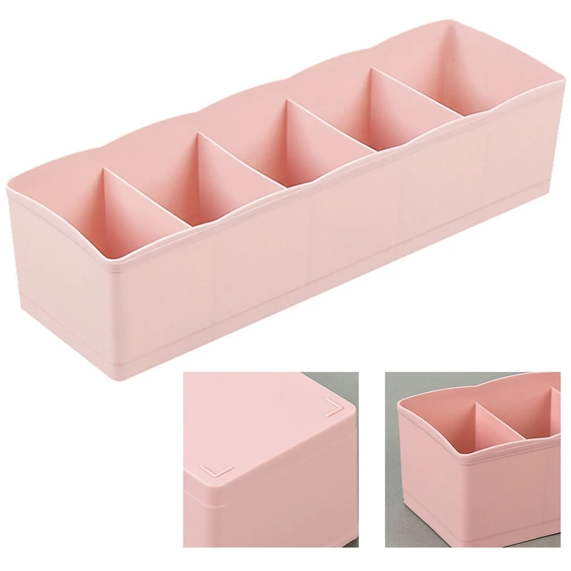 High Quality Durable 5 Cells Plastic Organizer Storage Box Tie Bra Socks Drawer Cosmetic Divider Tidy Dropshipping 26.5*8.5*7cm