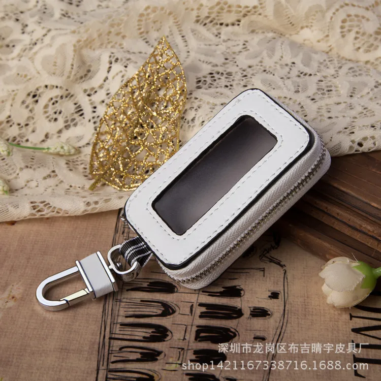 Cross Border Supply of Goods Genuine Leather Car Key Bag Universal Vehicle Models Key Bag Transparent Button Zipper Key Leather