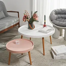 Table basse ronde en bois massif, combinaison Simple, multifonctionnelle, créative, salon, baie vitrée, petite Table d'appoint d'appartement
