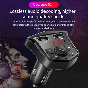 

TIOODRE FM Transmitter Bluetooth 5.0 Wireless Car Kit Hands-Free LCD MP3 Player Dual USB Charger USB TF Card Modulator Stable