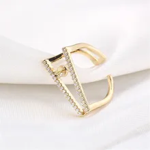 

Domestic 14K gold plated v-shaped zircon pearl ring opening DIY accessories fashion temperament women