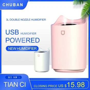 

CHUBAN 3000ML Large capacity Double Nozzle Humidifier USB Colorful Lights Mute Aroma Diffuser Bedroom Office Air Humidify