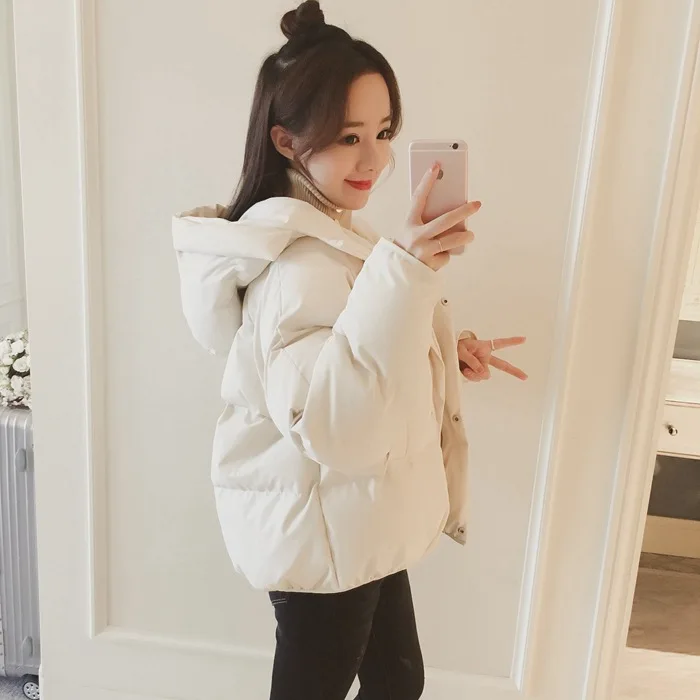 

2019 Winter New Style Korean-style down Feather Cotton-padded Clothes Cotton-padded Jacket Thick Hooded Short INS Cotton Coat do