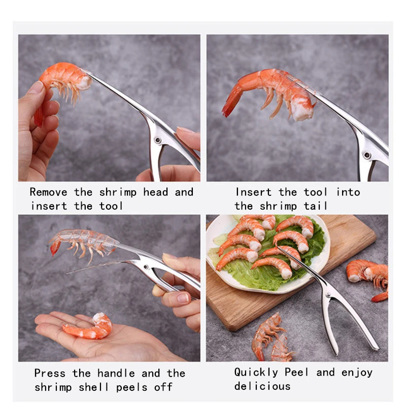Description Picture 4 of itemStainless Steel Shrimp Peeler Tong Prawn Crayfish Peeling Plier Portable Shrimp Opener Lobster Remover Peel Kitchen Seafood Tool
