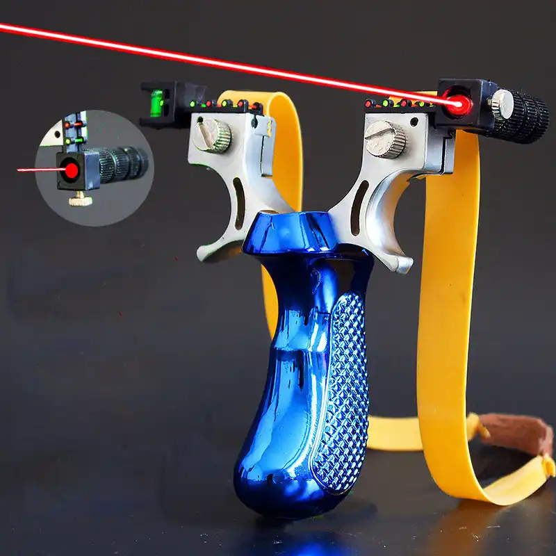 Laser Aiming Slingshot Resin Catapult with Flat Rubber Band Outdoor
