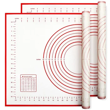 

2 Pieces Silicone Baking Mat Non-Slip Silicone Pastry Mat Non Stick Dough Rolling Mat with Measurements for Pie Crust