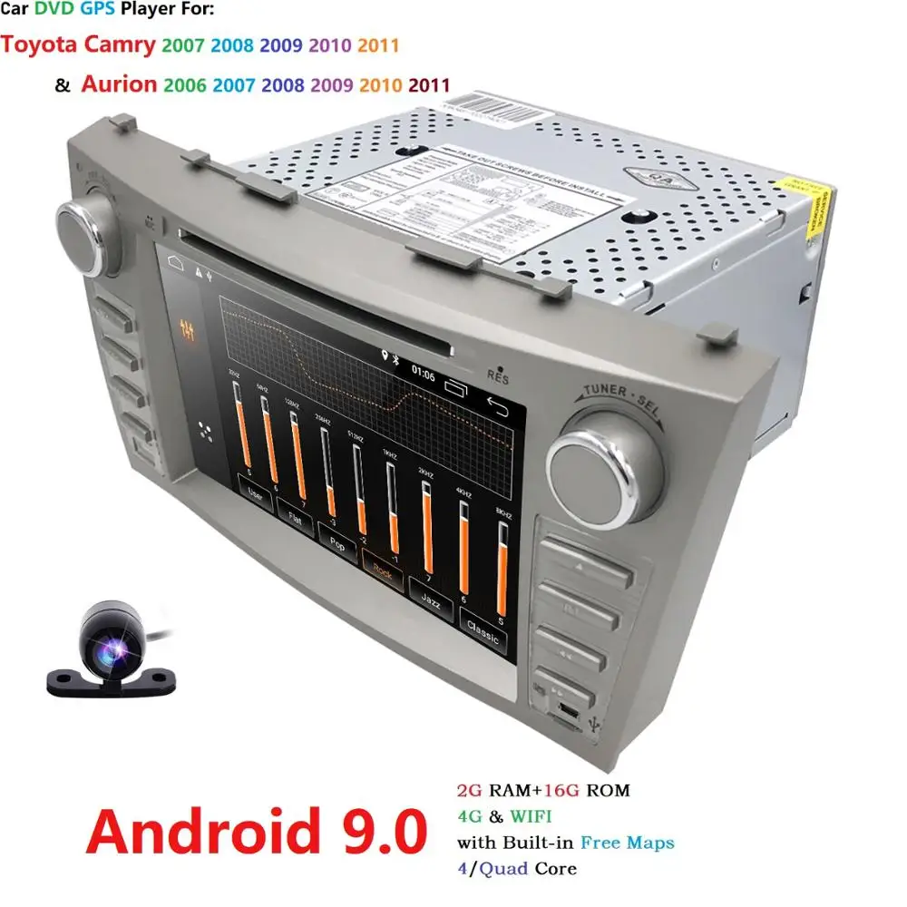 Perfect 2 Din AutoRadio GPS Android 9.0 Car DVD Multimedia For Toyota Camry 2007 2008 2009 2010 2011 Aurion 2006 Head Unit Wifi 4G BT TV 5