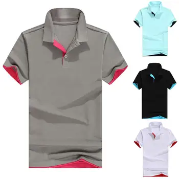 

Casual Men Color Block Button Turn Down Collar Short Sleeve Shirt Top