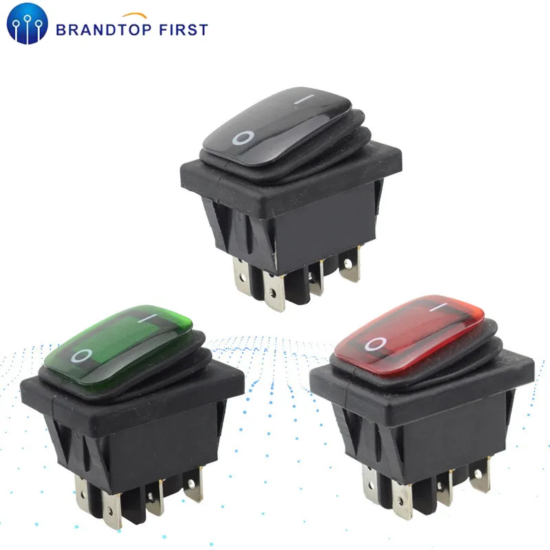 

KCD4 Waterproof Rocker Switch Momentary self-reset fixed self-locking DPST 6pin ON OFF 220V LED boat marine car rocker switch