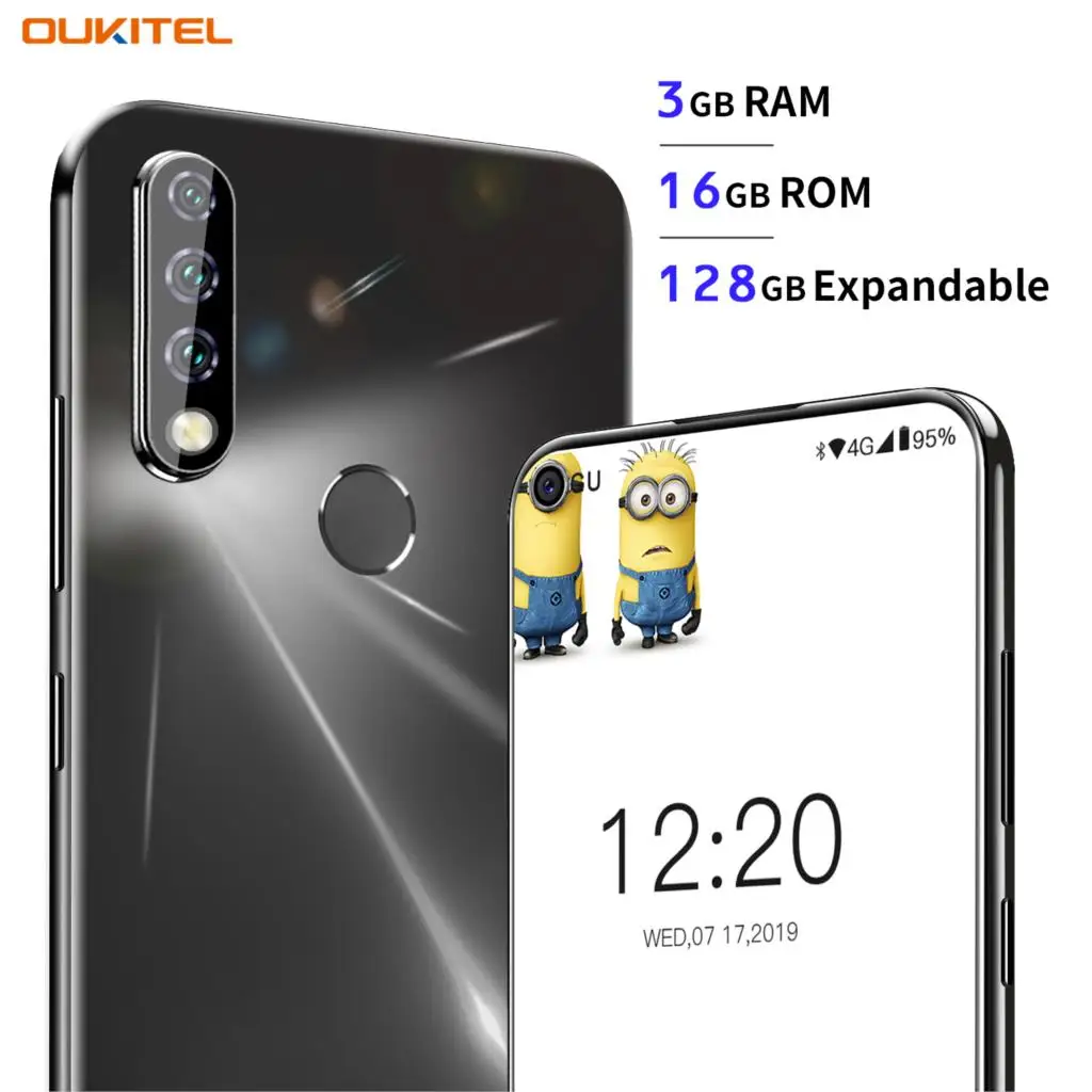 Oukitel C17 6,35 "Android 9,0 тройные камеры 3 ГБ ОЗУ 16 Гб ПЗУ 3900 мАч батарея мобильный телефон 13MP отпечаток пальца 4G LTE смартфон