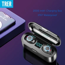 TRER Bluetooth 5,0 беспроводные наушники Встроенный микрофон светодиодный цифровой показывает зарядный чехол наушники-вкладыши мини 8D стерео гарнитура