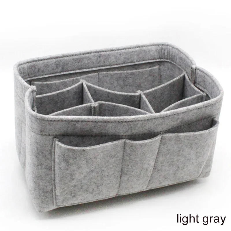 light gray 1 шт. войлочная ткань многофункциональная Косметика сумка для хранения Контейнер для макияжа Кошелек вставные сумки сумочка Домашний Органайзер - Цвет: light gray