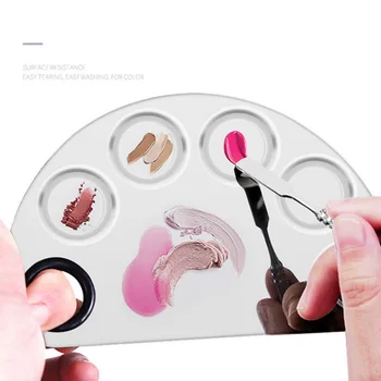 

Steel Nail Art Polish Mix Plate With Steel Plate Spoon Makeup Color Palette Nail Makeup Palette Semicircle Mixing Palette
