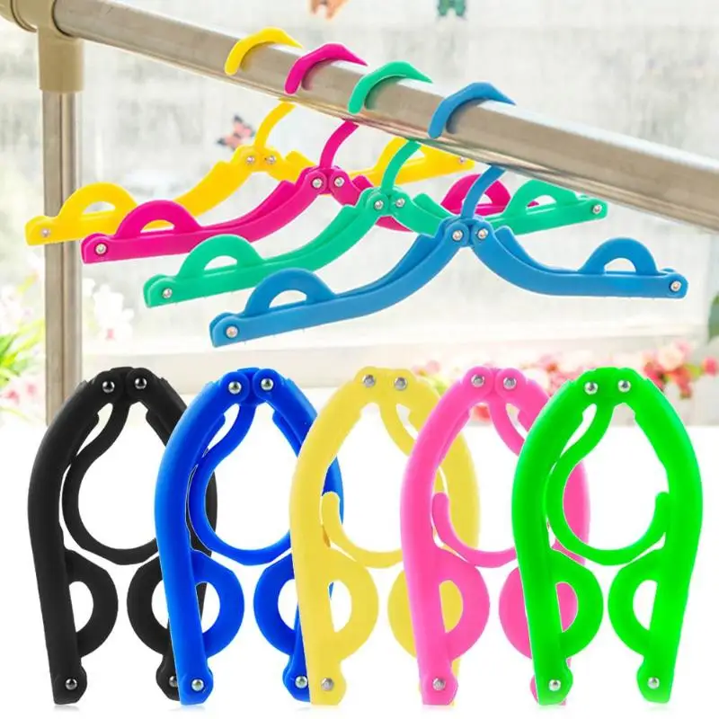 

5pcs Portable Travel Cloth Hanger Multifunction Magic Stretch Drying Rack Plastic Folding Racks Organizer Convenient Travel