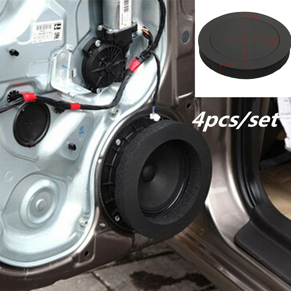 4pcs 6.5inch Pad Cotton Car Speaker Ring Sound Insulation Accessories Auto Audio Soundproof Door Trim Self Adhesive Bass