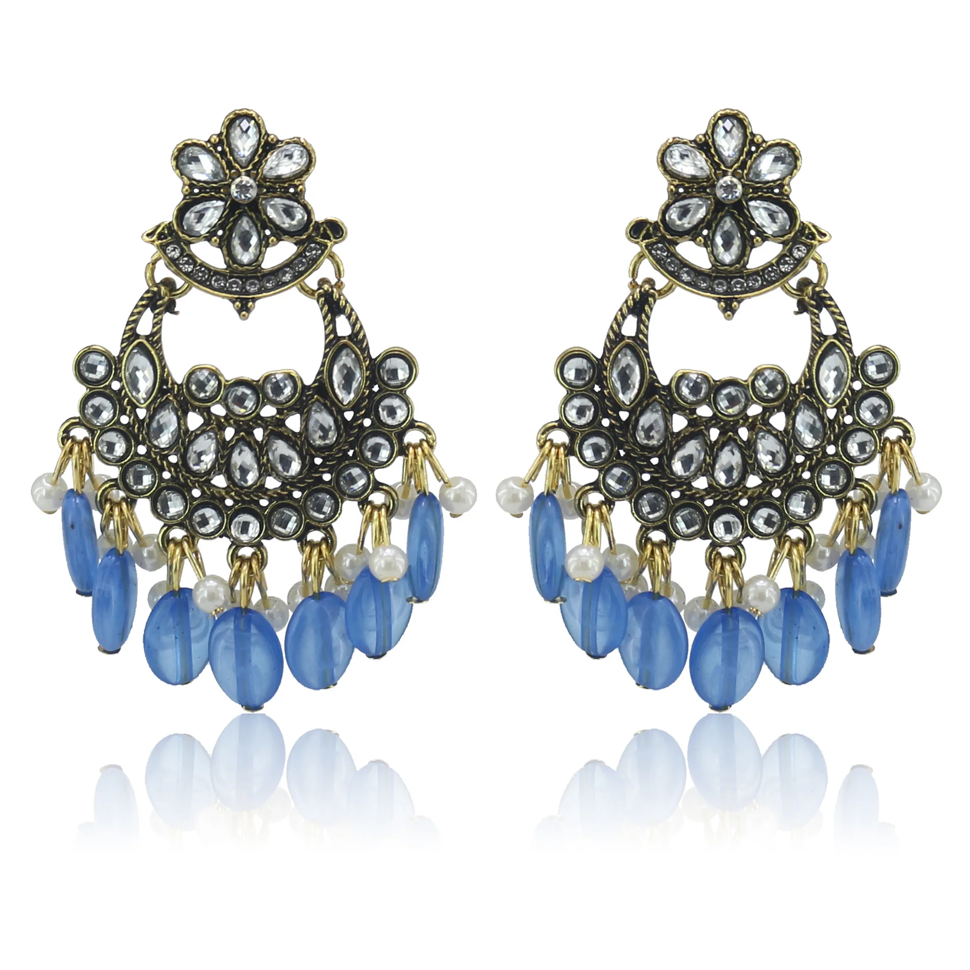 Индийские серьги для женщин, крупная Jhumka, золотой большой цветок, кисточка, колокольчики, висячие серьги, цыганская турка, Этнические украшения