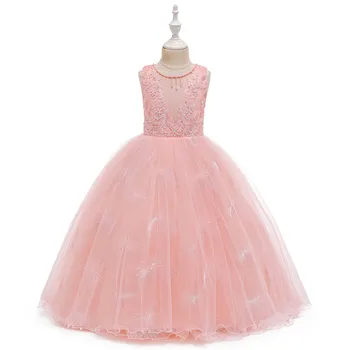 

Kids Dresses For Girls Lace Floral Tulle Princess Dress Wedding Party Robe Fille Elegant Formal Girls Dress Children Clothing