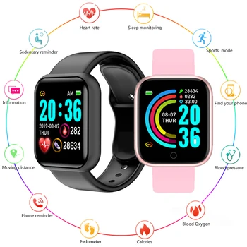 

D20Pro Bluetooth Smart Watch Y68 Fitness Tracker Bracelet Pedometer Waterproof Bracelet Heart Rate Blood Pressure Smart Band