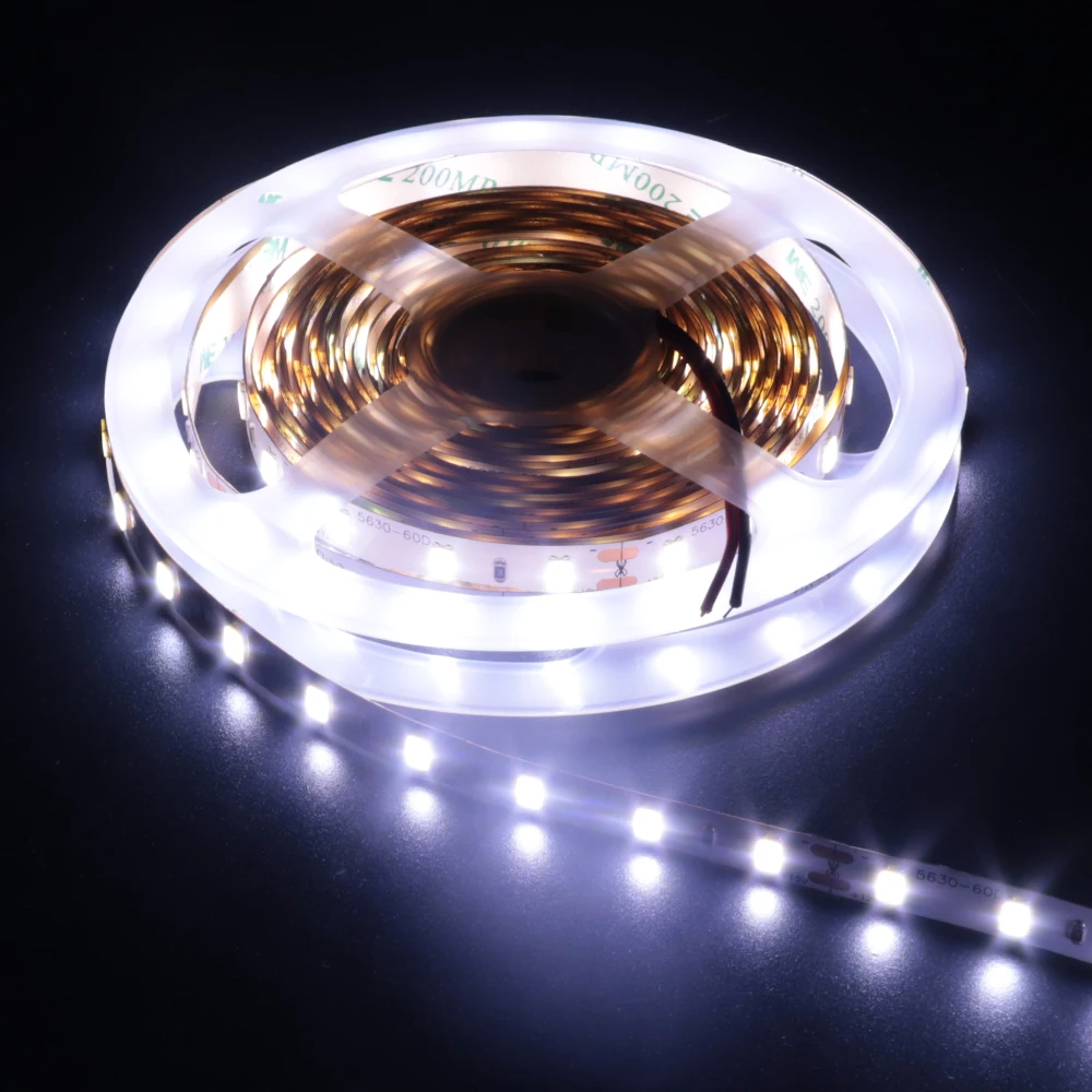 Белый 12 В 5 м SMD 5630 5730 Светодиодная лента 60 светодиодный s/M 90 светодиодный s/m 120 светодиодный s/m Светодиодный светильник водонепроницаемый теплый белый/натуральный белый/холодный белый - Испускаемый цвет: Белый