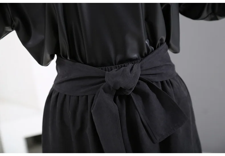 [EAM] высокая эластичная талия, черная клетчатая юбка с разрезом, женская мода, новинка, весна-осень, 19A-a508