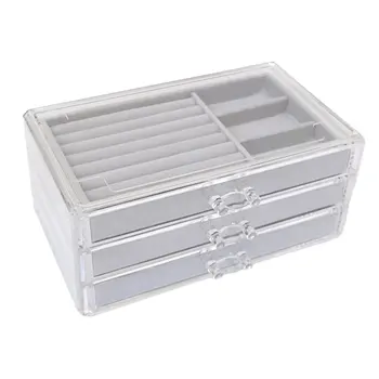 

Dustproof Jewelry Box Suitable For Rings Earrings Bracelets Jewelry Storage Flannel Three-layer Storage Boxes