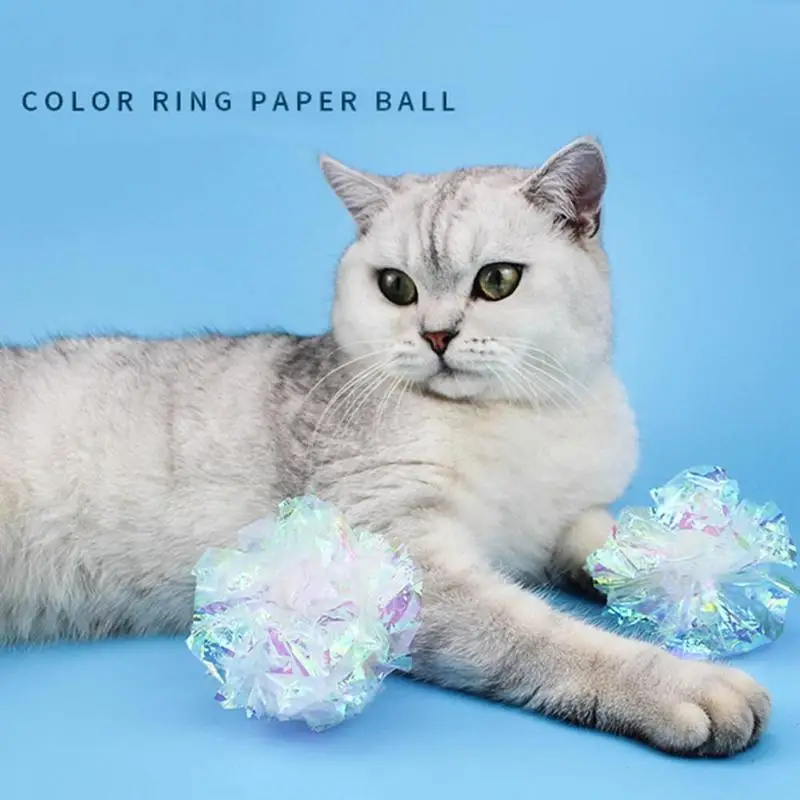 Crinkle Ball Cat Toy Interactive Sound Ball Scratch-resistant Cat Ball Pet Toy Slam Ball Colorful Paper Ball Katten Speelgoed