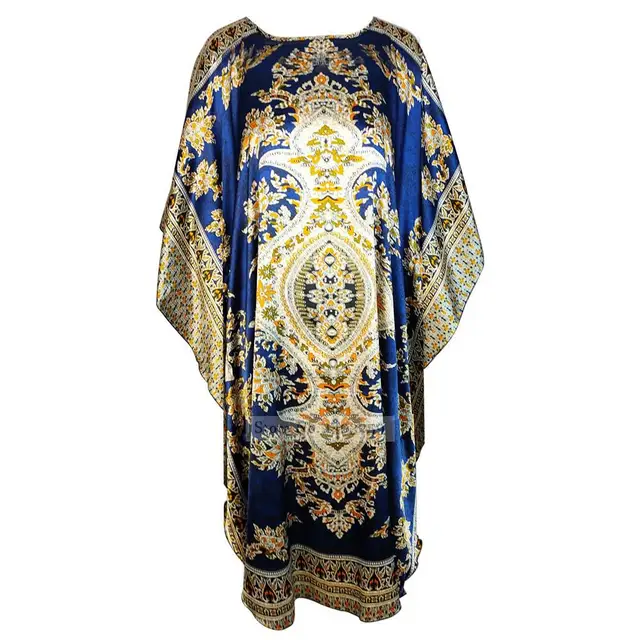 Sexy Female Silk Rayon Robe Bath Gown Nightgown Summer Casual Home Dress Printed Loose Sleepwear Plus Size Nightwear Bathrobe Style C14