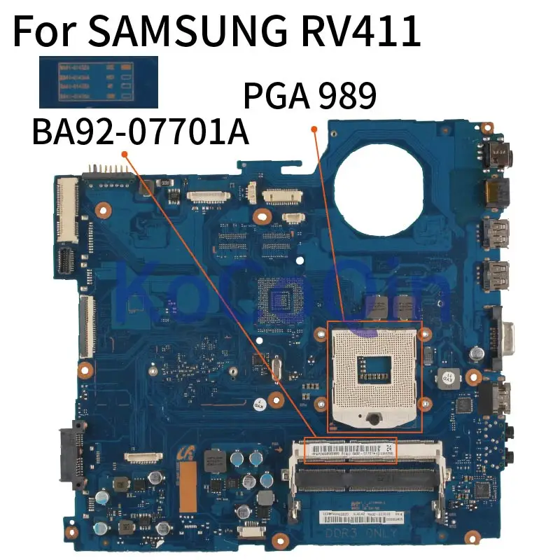 KoCoQin материнская плата для ноутбука SAMSUNG RV411 BA92 07701A BA41 01432A HM55 DDR3|Материнские платы