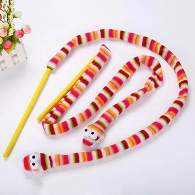 Игрушки для кошек Милый Забавный красочный стержень мультфильм змея тизер палочка плюшевые игрушки для домашних животных для кошек Интерактивная палочка товары для кошек