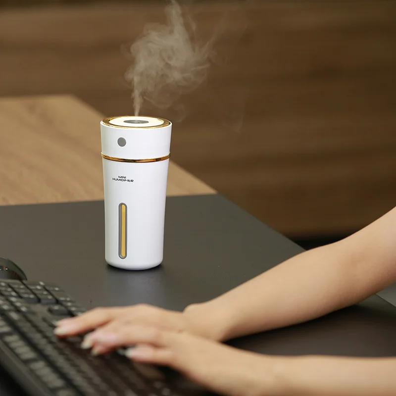 

300ml Cup USB Air Humidifier LED Light Ultrasonic Car Humidifiers Fogger with 500mah Battery Portable Mini Air Purifier