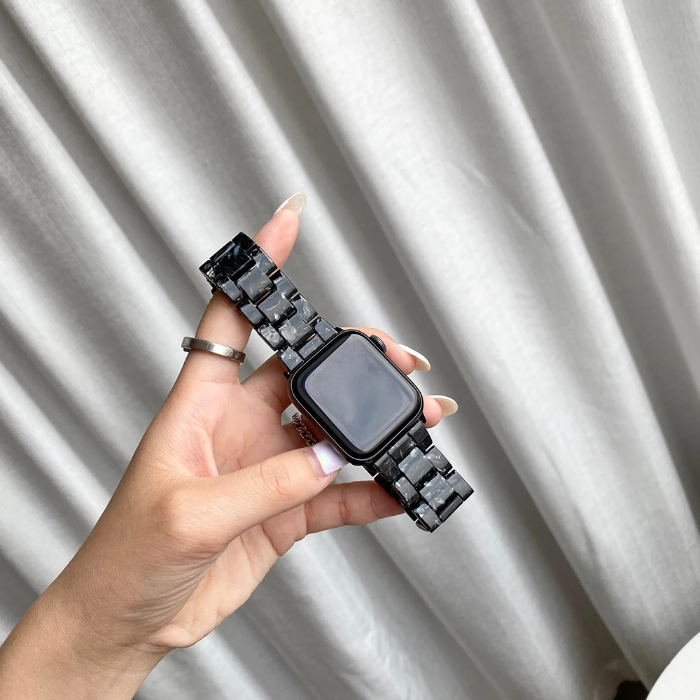

Resin for apple watch 6 5 4 band 42mm 38mm correa transparent steel for iwatch 6 series 5 4 3/2 watchband 44mm 40mm Watch strap
