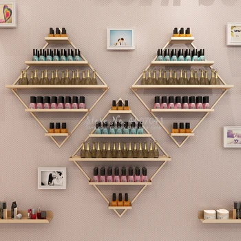 

Nordic Golden Nail Polish Shelf Set Nail Shop Display Stand Wall Hanging Cosmetics Shelf Nail Polish Display Rack Wall Storage