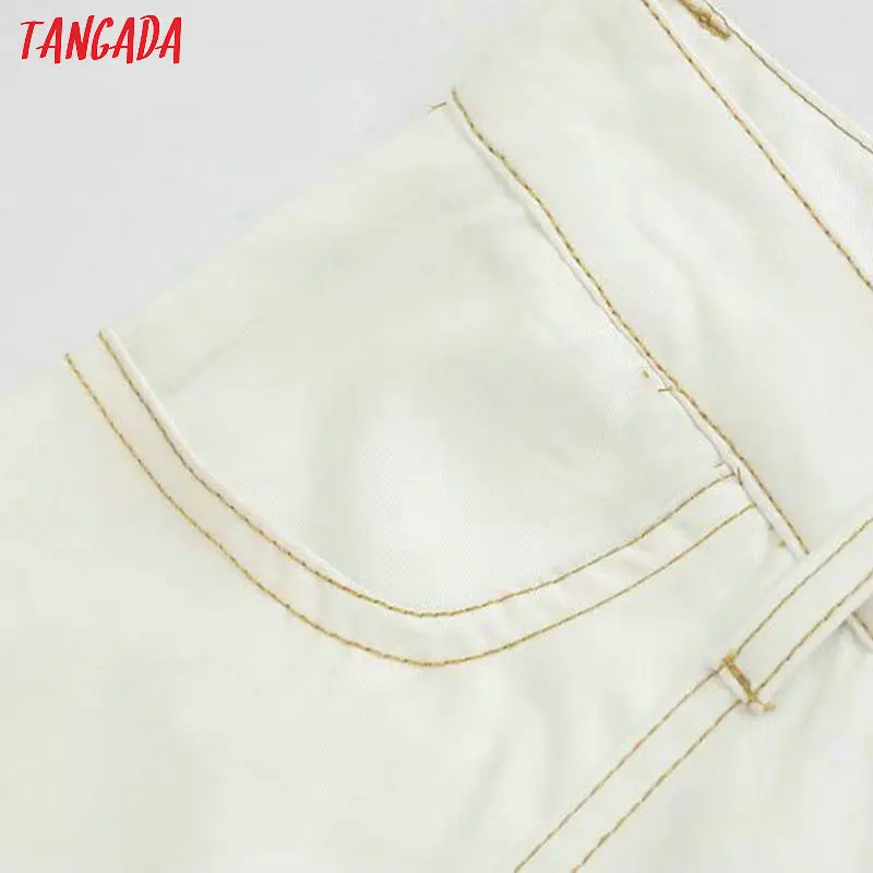 Tangada2019 осенние женские однотонные Широкие штаны с одной кнопкой и карманом в стиле ретро, женские уличные повседневные белые черные брюки 4M36