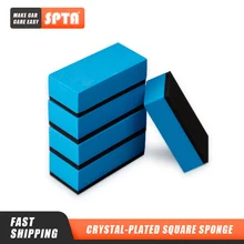 SPTA – éponge de revêtement carrée plaquée cristal, éponge de polissage peinte pour la cire et le revêtement de voiture, vente en gros