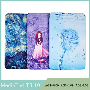 

Tablet Case for Huawei MediaPad T3 10 9.6 AGS-W09 AGS-L09 AGS-L03 Transparent PC Shell Painting Back Cover Magnetic Stand Coque