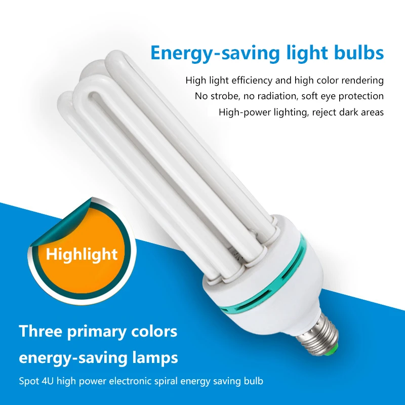 

4U E27 High-power Spiral Energy-saving Light Bulb Three Primary Colors Energy-saving Lamp 65/105W TXTB1