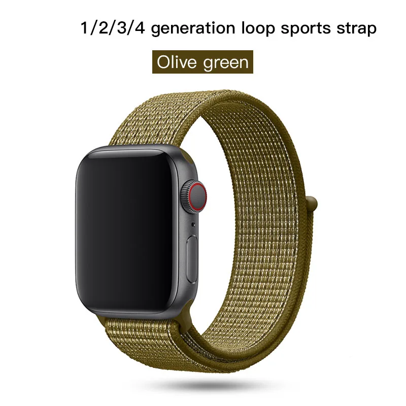 Sport Loop For Apple Watch Band Strap Apple Watch 4 Band 44mm 40mm Band 42mm 38mm Nylon Bracelet Watchband Series 3 2 1 4 - Цвет: olive green
