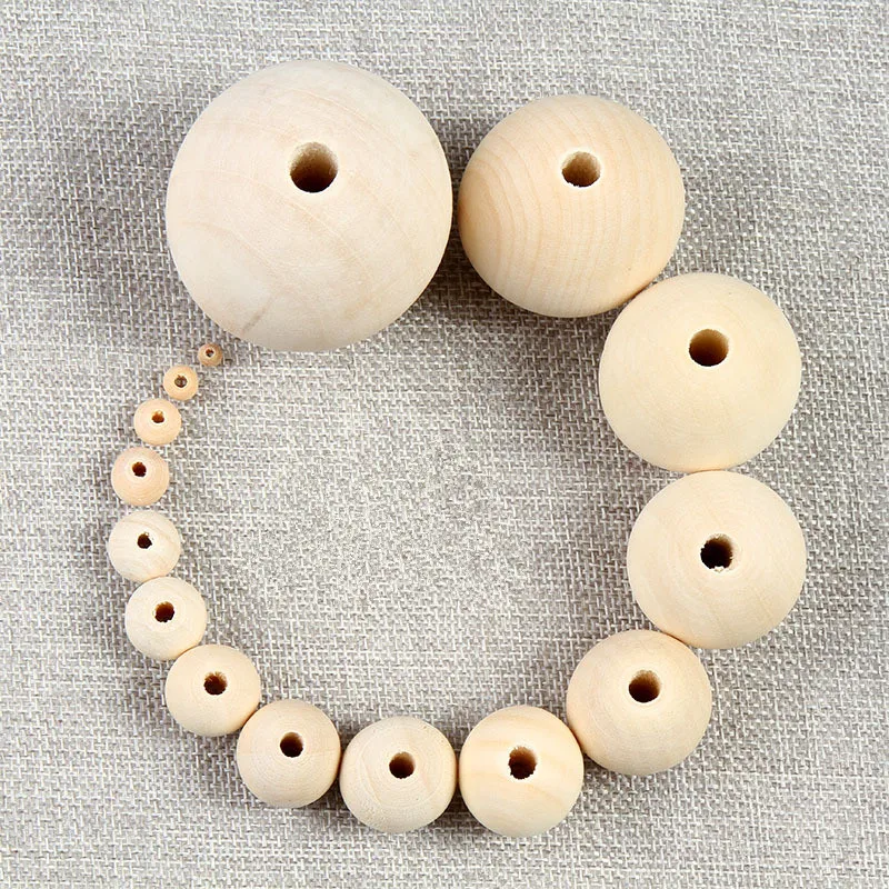 Spacer Charms Round-Balls Wood-Beads Bois Unfinished Eco-Friendly DIY Perle Natural Lead-Free