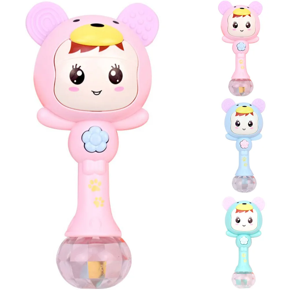 

3Colors Baby rattle toy Music Sand Hammer Toy Flashing early education puzzle baby grip trainer Teether Interactive Baby Toys