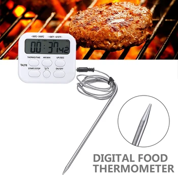 

Portable Digital Food Thermometer BBQ Temperature Meter Kitchen Timer Count DownAlarm Cooking Oven Temperature Probe Tools