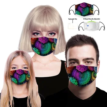

Adult Kids Mandala Floral Print Face Mask Reusable Protection Anti Dust Mouth Mask Proof Bacteria Masks with 7Pcs PM2.5 Filters
