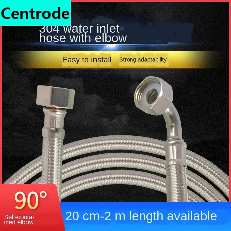 Unilateral articulated elbow 304 stainless steel braided hose water heater toilet angle valve faucet hot cold water inlet pipe stainless steel tube steel pipe