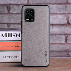 Luxury Textile Leather Phone Case - Premium Soft Cover for Mi 10 Ultra (Light Gray)