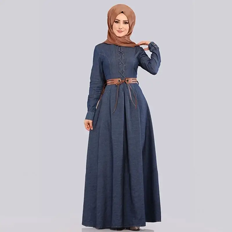 Джинсовая абайя скромное Модное Длинное Платье для мусульманских женщин из Бангладеш арабское синее платье хиджаб вечернее марокканское кафтан распродажа исламское